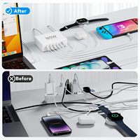 Station de charge HYTO 165W USB C Hub 6 ports PD GaN Chargeur mural rapide Bloc Type C Adaptateur secteur pour ordinateur portable Chargeur Cube Brique