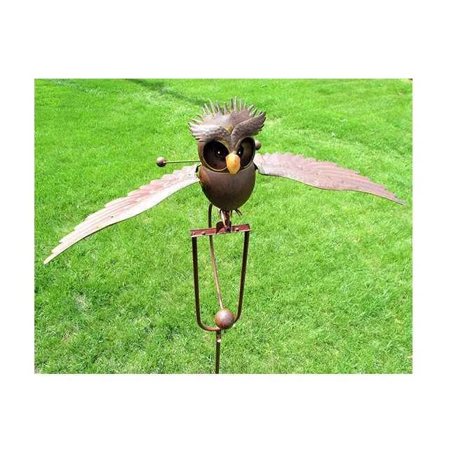 בית ג 'מבו הקינטית פטריוטית נשר הגן עם כנף תוחלת הקינטית ינשוף Stake ייחודי גן אמנות שמש מתכת ינשוף קישוט