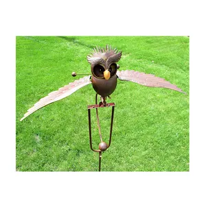 Home Jumbo Kinetic Patriotic Eagle Garden Stake with Wing Span Kinetic OWL Stake Unique Garden Art Solar Metal Owl Ornament