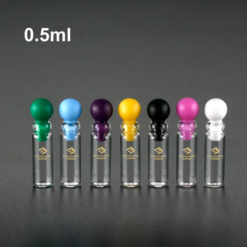 0.5ml perfume tester sampler glass vial with round plastic stopper GLASS BOTTLE