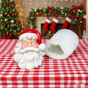 Laughing Santa Head Silicone <b>Mold</b> Christmas Santa Claus Candle Wax Mould Gypsum Resin Crafts <b>Cake</b> Decorating Tools - Product Image 3