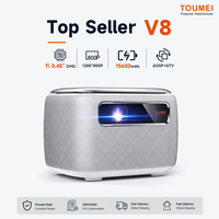 Proyector DLP Inteligente Toumei V8 OEM ODM al por Mayor, Compatible con 4K, Batería Recargable, Proyector Portátil Android con Altavoces Integrados