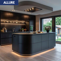 Meja Pulau Modular Dapur Berkualitas Tinggi Buatan Khusus Allure, Kabinet Dapur Modern Kayu Solid