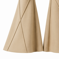 Pantalon évasé taille haute pour femme avec système de coutures diagonales à cordon de suspension – Construction à passepoil géométrique, 6 couleurs