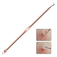 Kit professionnel de 4 outils pour le visage en acier inoxydable rose doré, extracteur avancé de points noirs et d'acné pour le nez