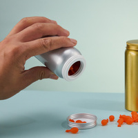 Bouteilles en aluminium argenté et doré en gros, flacons cylindriques en métal pour pilules, capsules et comprimés de vitamines en gélules
