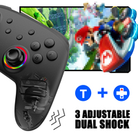 Controlador RGB de diente azul inalámbrico de doble vibración para Nintendo Switch OLED/Switch Lite/PC/Gamepad móvil Joystick multifunción
