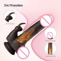 Brauner Dildo-Vibrator Beheizt Realistischer Flüssigsilikon-Dildo Erotikspielzeug für Frauen und Männer mit 3 Stoßfunktionen 10 Vibrationsmodi