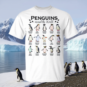 Camiseta con ilustraciones de 15 especies de pingüinos de todo el mundo para amantes de las aves y entusiastas de la naturaleza - Product Image 3