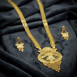 Wholesale Fashion 14K 18K 24K Micro Gold Plated <b>Long</b> <b>Necklaces</b> Set, Elegant <b>Long</b> <b>Necklaces</b> Set, Floral Design Indian Jewelry Set - Product Image 4