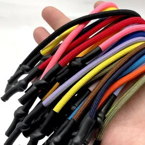 Cuerda redonda de poliéster personalizada, cordón sumergido de silicona con puntas de silicona, pantalones, cordón, cintura, cuerda, Sudadera con capucha, cordón