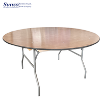 Tables rondes pliantes en contreplaqué pour restaurant, banquet, hôtel, événements en plein air, ferme et mariages