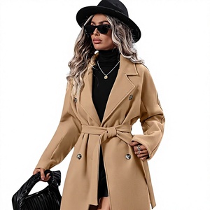 <span class=keywords><strong>Cappotto</strong></span> Lungo in <span class=keywords><strong>Lana</strong></span> da <span class=keywords><strong>Donna</strong></span> Personalizzato OEM ODM, Soprabito Invernale Caldo con Collo a Risvolto e Doppio Petto, con Cintura - Product Image 1