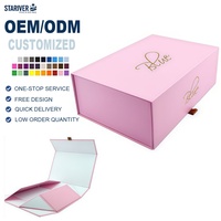Boîte cadeau magnétique pliable avec logo personnalisé, impression dorée, emballage rigide en carton pliable