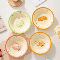 Assiette à fruits en céramique de grande capacité, couleur sous-glaçure créative de haute valeur, motif de dessin animé, va au micro-ondes, vaisselle fraîche et mignonne
