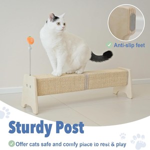 Poste de escalada para gatos de madera con rascador de sisal de 76.2 cm de largo, juguete duradero para mascotas de interior. - Product Image 5