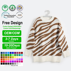 Women's Patchwork Print Oversized Crew Neck Long Sleeve Casual <strong>Pullover</strong> Anti-Pilling Anti-Wrinkle Anti-Shrink Knit Sweater - Product Image 6