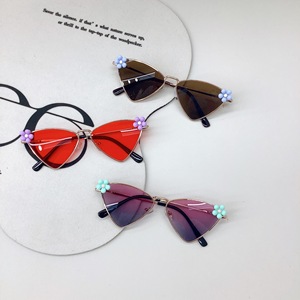 New Fashion Sunglasses for Girls High Quality UV Protection Sunshade DIY Flower Printed <strong>Baby</strong> <strong>Glasses</strong> with Alloy Wooden <strong>Frames</strong> - Product Image 2