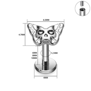 Piercing Labret in Titanio F136 con Filettatura Interna, Anello Monore per Labbra, Orecchio, Cartilagine, Trago, Helix, Gioielli per il Corpo 16G - Product Image 4