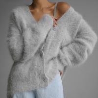 Cardigan en fausse fourrure personnalisé, ample, confortable et pas cher, en maille épaisse, en mohair brossé, en laine tricotée