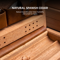Humidor de Piel Pulida JH para Cigarros, Humidor de Viaje de Piel para 4 Cigarros, Bolsa Protectora para Almacenamiento de Cigarros