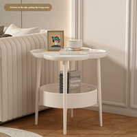Table d'appoint moderne crème en acier au carbone, étagère mobile créative, design simple, table à thé convertible pour Netflix, mobilier de maison pour salon