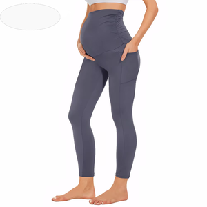 Pantalons de yoga de maternité personnalisés à taille haute, extensibles, doux, légers et antidérapants, leggings de maternité grande taille pour le sport - Product Image 2