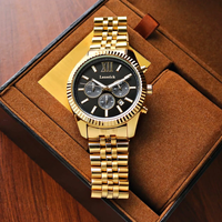 MKOriginals Jam Tangan Pria Mewah Berkualitas Tinggi dari Baja Tahan Karat 45MM Multifungsi Dial Besar 30m Tahan Air Emas Jam Tangan Fashion