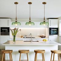 Luminaire suspendu en verre rétro pour salon avec charge sans fil et variateur d'intensité, conversion de couleur 6RGB, adapté aux chambres et aux salons