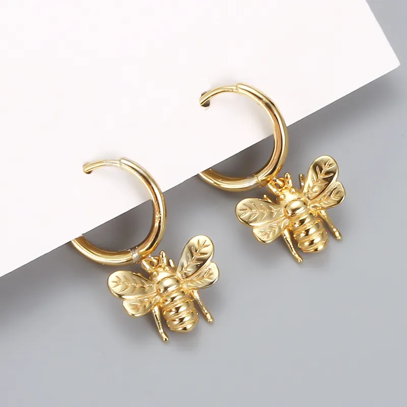 2024 nóng bán đồ trang sức thời trang 925 Sterling Bạc động vật dangle Bông tai Bộ vỏ ong hình mùa hè Hoop Bông tai phụ nữ