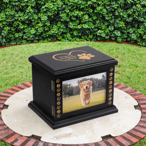 Urna Moderna de Luxo Grande em Madeira Feita à Mão para Memória de Animais de Estimação com Porta-Retrato, Formato Retangular, Recurso de Segurança para Cinzas de Gato - Product Image 3
