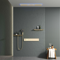 Nouvelle mode LED ensemble de mélangeur de douche monté au plafond pluie brouillard cascade Bluetooth ensemble de douche thermostatique salle de bain système intelligent