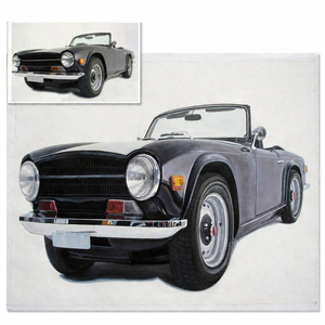 Peinture à l'huile sur mesure artisanale exemplaire, reproduisant une <span class=keywords><strong>photo</strong></span> réaliste d'une voiture rouge, pour la décoration de garage de luxe - Product Image 5