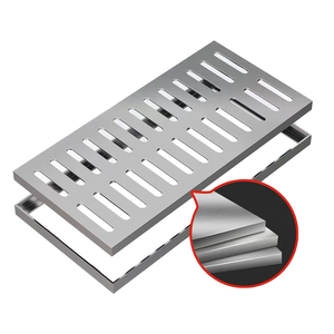 Grille de drainage moderne en acier inoxydable 304 pour eaux de pluie, couvercle de drain de sol avec cadre carré pour extérieur, cour et route - Product Image 1