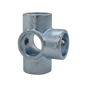 Galvanised Steel Pipe Handrail Connectors Key Pipe 5 Way Through Structure Pipe Clamps