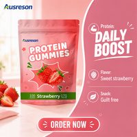 Gummies Protéinés Ausreson OEM : Complément Énergétique Sportif Saveur Fraise, Sans Sucre, avec Créatine