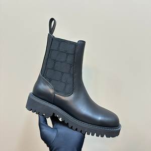 Botas cortas Chelsea de media pantorrilla con estampado floral vintage, suela gruesa, forro de piel de oveja dentada, botas de mujer para primavera/otoño/invierno - Product Image 3