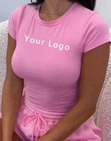 Vêtements de sport personnalisés, tenue d'été, vêtements de sport décontractés, ensemble de survêtement, haut court en tricot pour l'entraînement, t-shirt et short, ensembles 2 pièces pour femmes