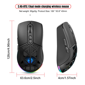 Ratón inalámbrico de modo dual, retroiluminación RGB, 4800 PPP, ratón recargable integrado de 650mAh para ordenador, portátil y tableta - Product Image 6