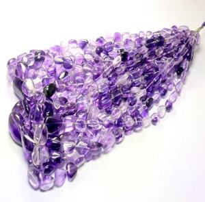 Cuentas sueltas de amatista natural, piedras preciosas de piedra con forma de caída suave para pulseras de joyería, hebras azules, moradas y negras - Product Image 5