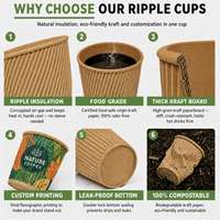 Gobelet à café jetable personnalisable en papier kraft ondulé avec couvercles pour boissons chaudes