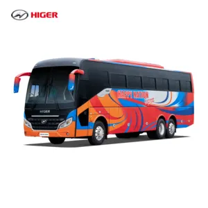 KLQ 6136DF HIGER otobüs dizel 31 koltuk satılık otobüs MAX motor ayarlanabilir renk şanzıman kökenli tipi LHD sürücü lastik boyut