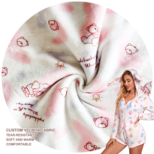 Tissu de velours d'impression de carton de bonne sensation de main Tissu de velours confortable superbe de peluche de polyester - Product Image 1