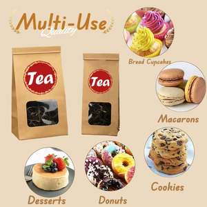 Sacs d'emballage pour thé en papier kraft avec fermeture à lien métallique, fenêtre transparente en aluminium, auto-scellants et refermables, avec logo - Product Image 2