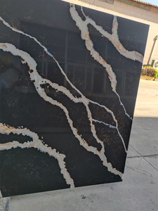 Nuova Lastra di Quarzo Nero Marquina in Pietra Artificiale di Lusso 2025, Finitura Lucida con Venature Vivaci - Product Image 4