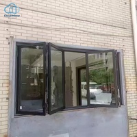 Fenêtre pliante minimaliste en aluminium noir, grande ventilation, vue vers l'extérieur, taille personnalisée non standard pour les marchés étrangers