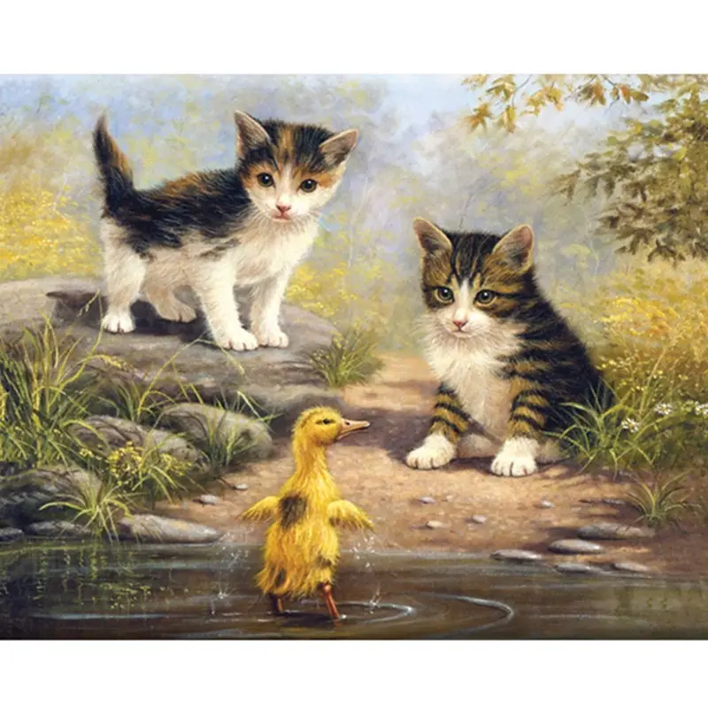 Home Wall Decor Full Drills Diamond Art Painting For Adults 5d DIY Diamond Painting Cats Duckling Pictures