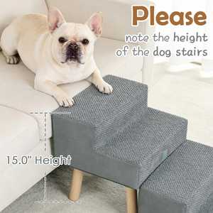 Pet Stairs Luxury Breathable for Small <b>Dogs</b> & Senior Cats to Get on the <b>Bed</b> Three-Step Low-Rise Step Ladder Dual-Use Design - Product Image 2