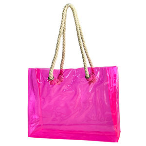 卸売ユニセックス透明<span class=keywords><strong>PVC</strong></span>ビニールトートバッグハンドル付きおしゃれなデザインコンサートフェスティバルワークビーチ誕生日パーティー - Product Image 1