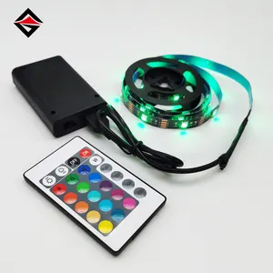 Toptan 5050 Rgb 5V pil paketi 10Mm 30 Leds şerit 24 tuşları ile uzaktan dekorasyon için